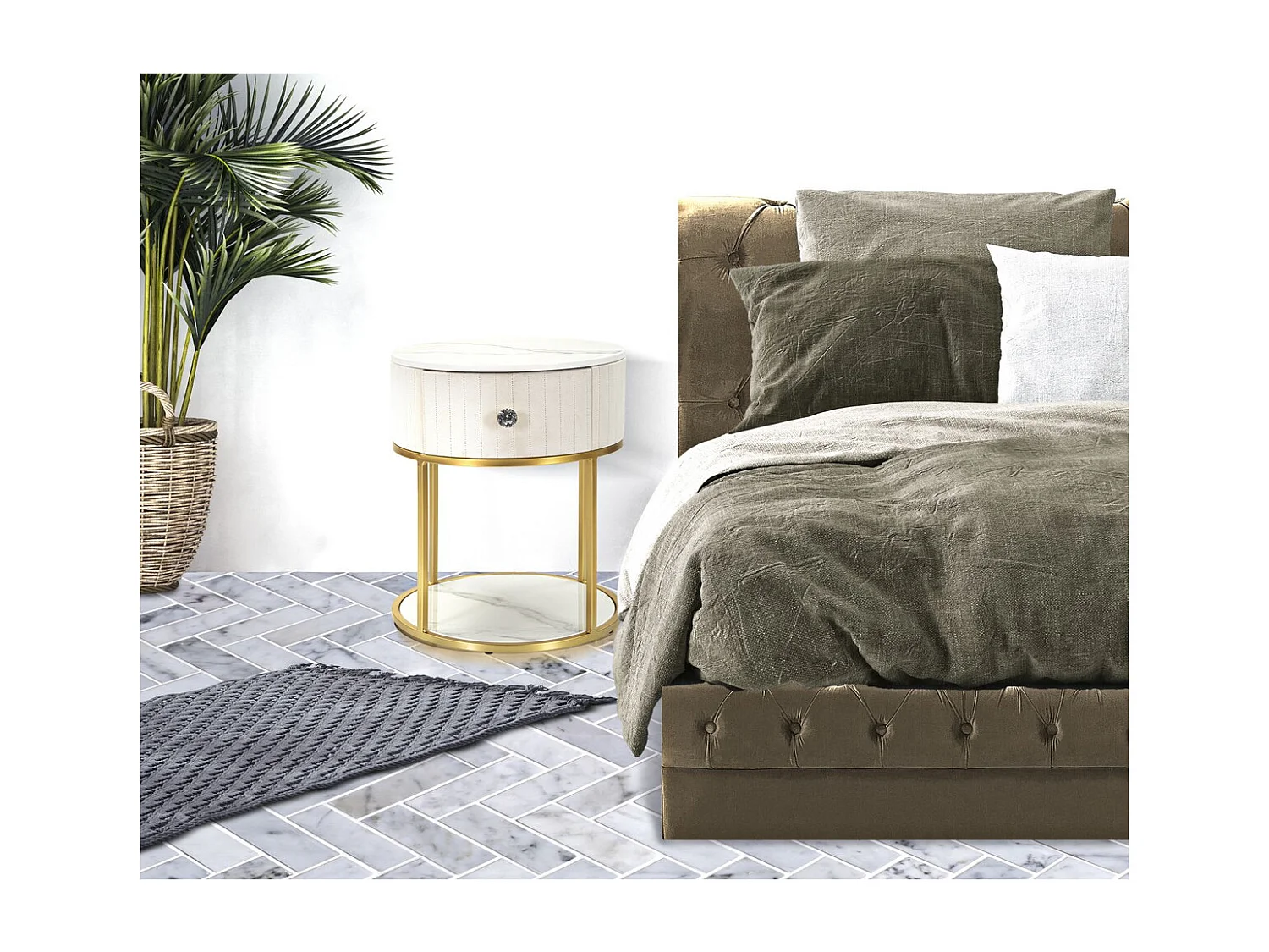 Table de Chevet MF17, Blanc, 42x42x48 cm, Seven Design