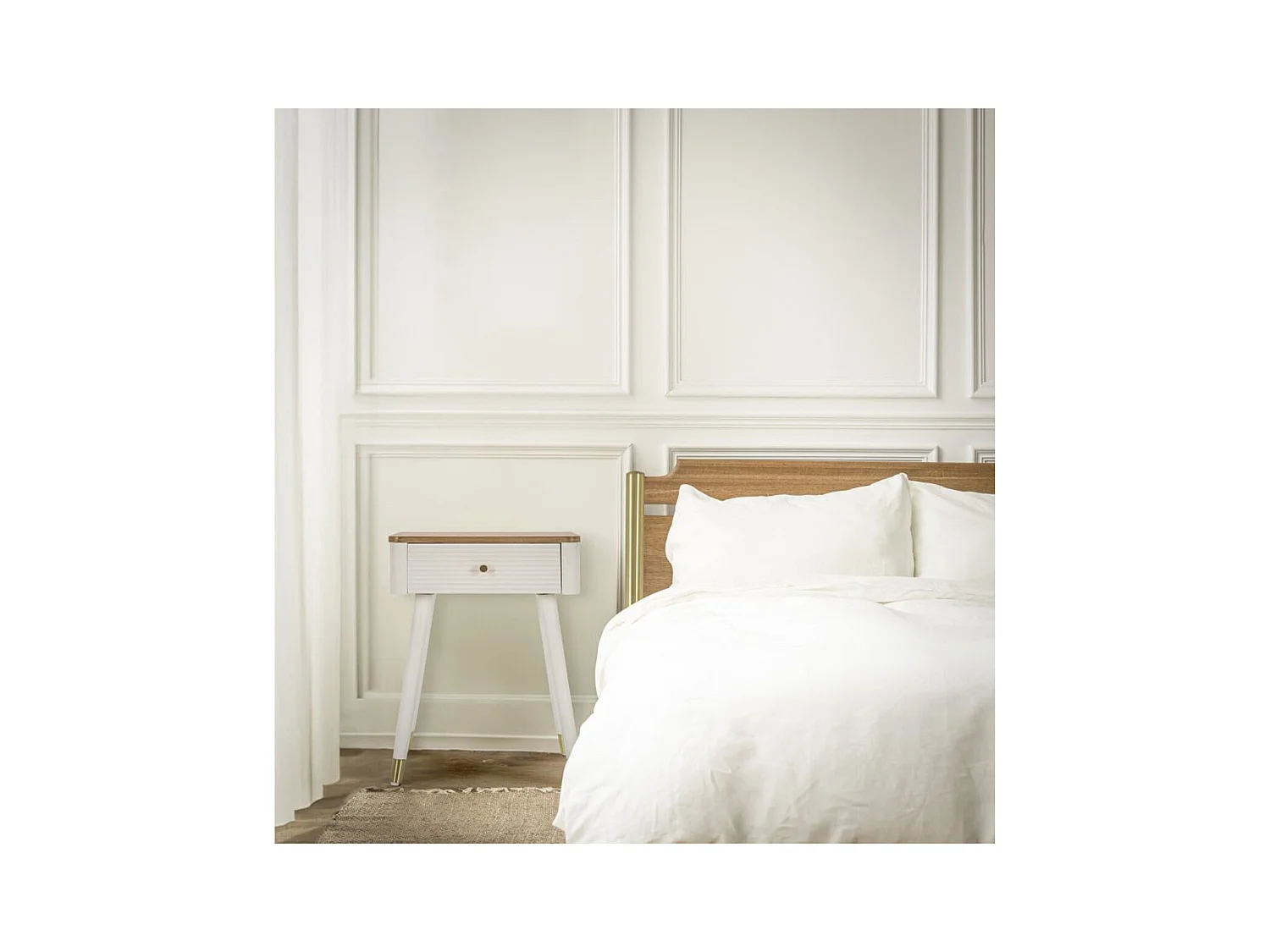 Table de Chevet MF11, Blanc, 45x32x62 cm, Seven Design