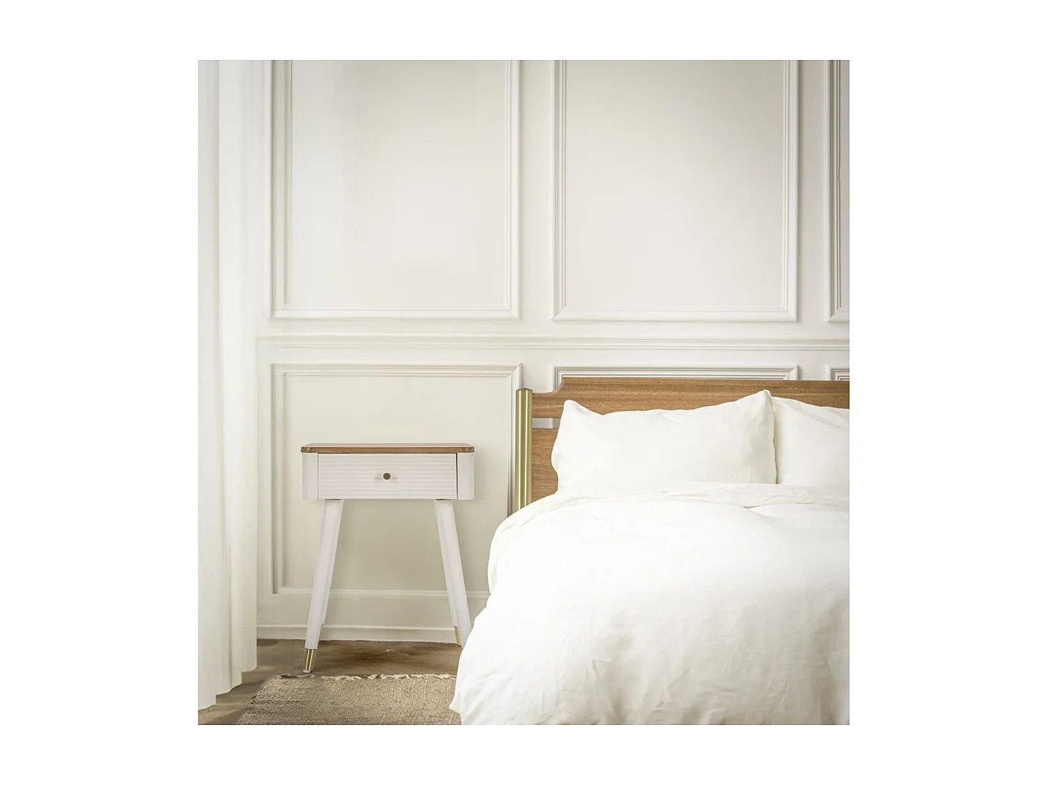 Stolik Nocny MF11, Biały, 45x32x62 cm, Seven Design