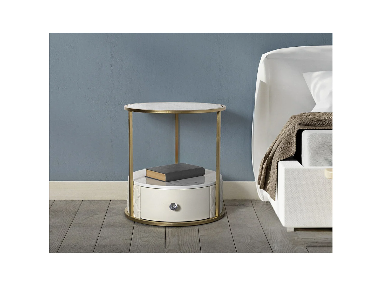 Stolik Nocny MF13, Złoto, 43x43x48 cm, Epikasa