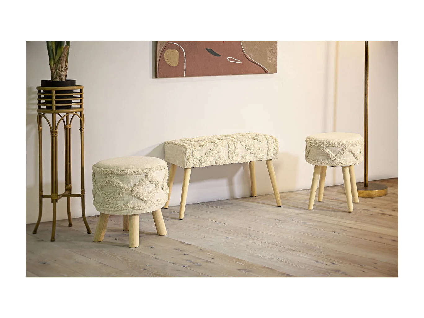 Tabouret Bas MF455, Marron, 32x32x41 cm, Seven Design