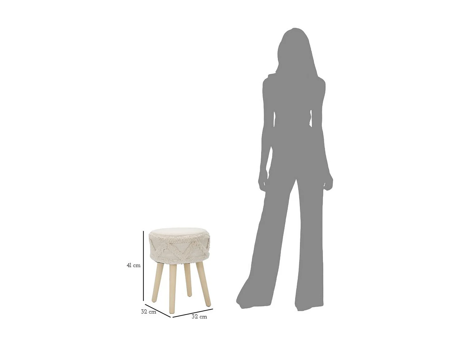 Tabouret Bas MF455, Marron, 32x32x41 cm, Seven Design