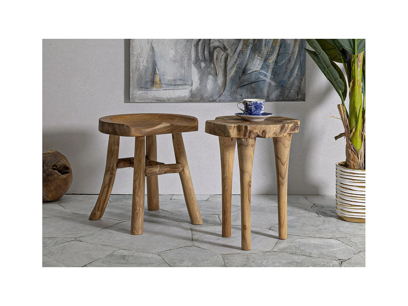 Sgabello Basso Natura 13, Marrone, 40x32x42 cm, Epikasa