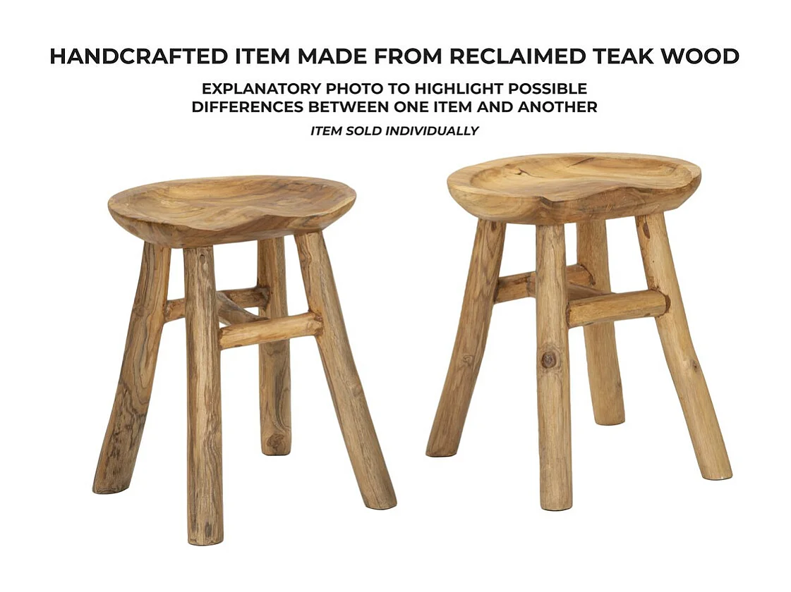 Tabouret Bas Natura 10, Marron, 35x30x42 cm, Seven Design