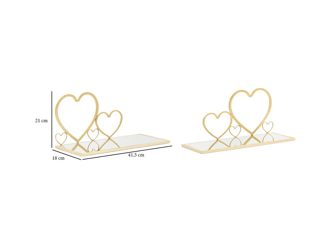 Półka Serce 23, Złoto, 41,5x18x21 cm, Epikasa