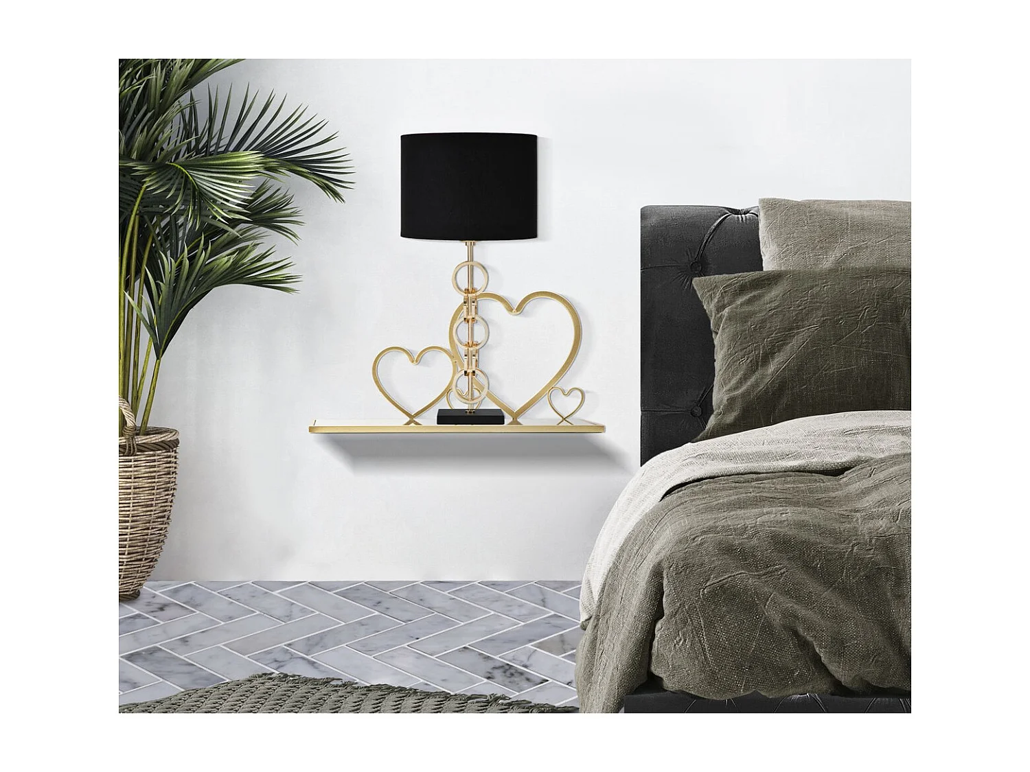 Étagère Cœur 23, Or, 41,5x18x21 cm, Seven Design