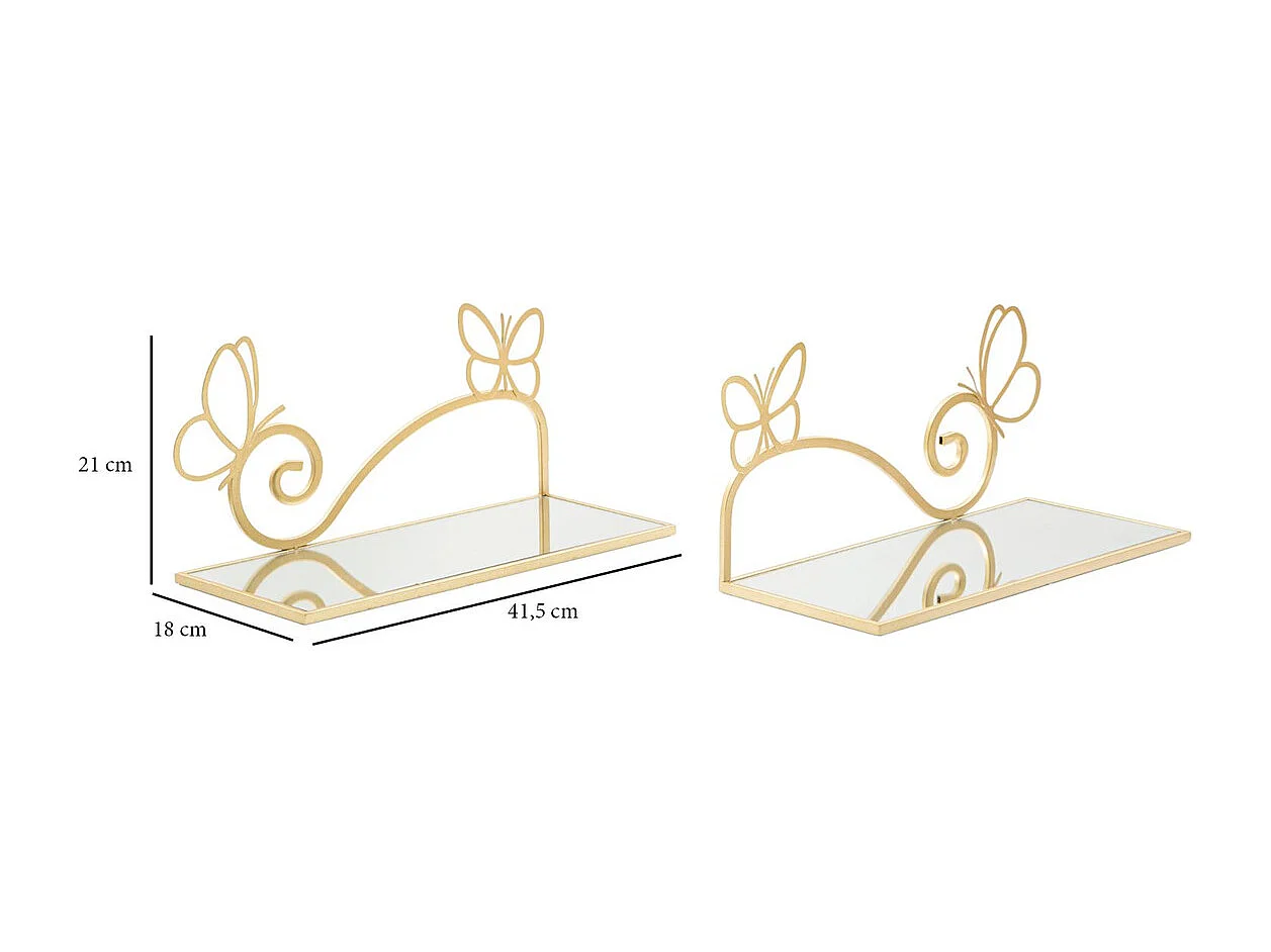 Étagère MF225, Or, 41,5x18x21 cm, Seven Design