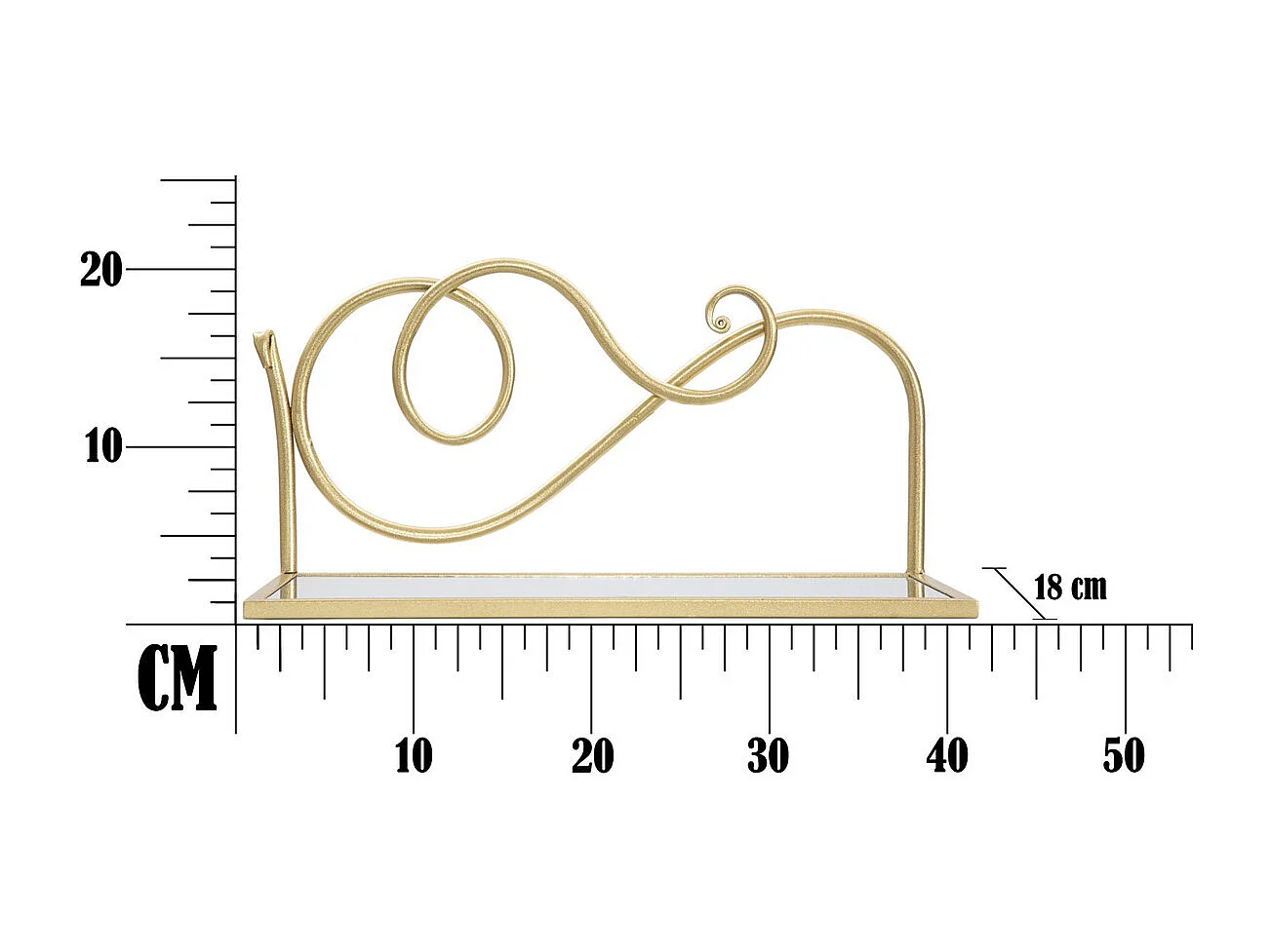 Étagère MF226, Or, 41,5x18x20,5 cm, Seven Design