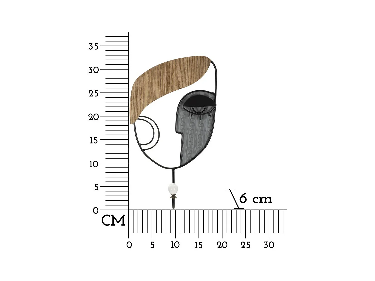 Wieszak ścienny Twarz 1, Wielokolorowy, 16x6x33 cm, Epikasa