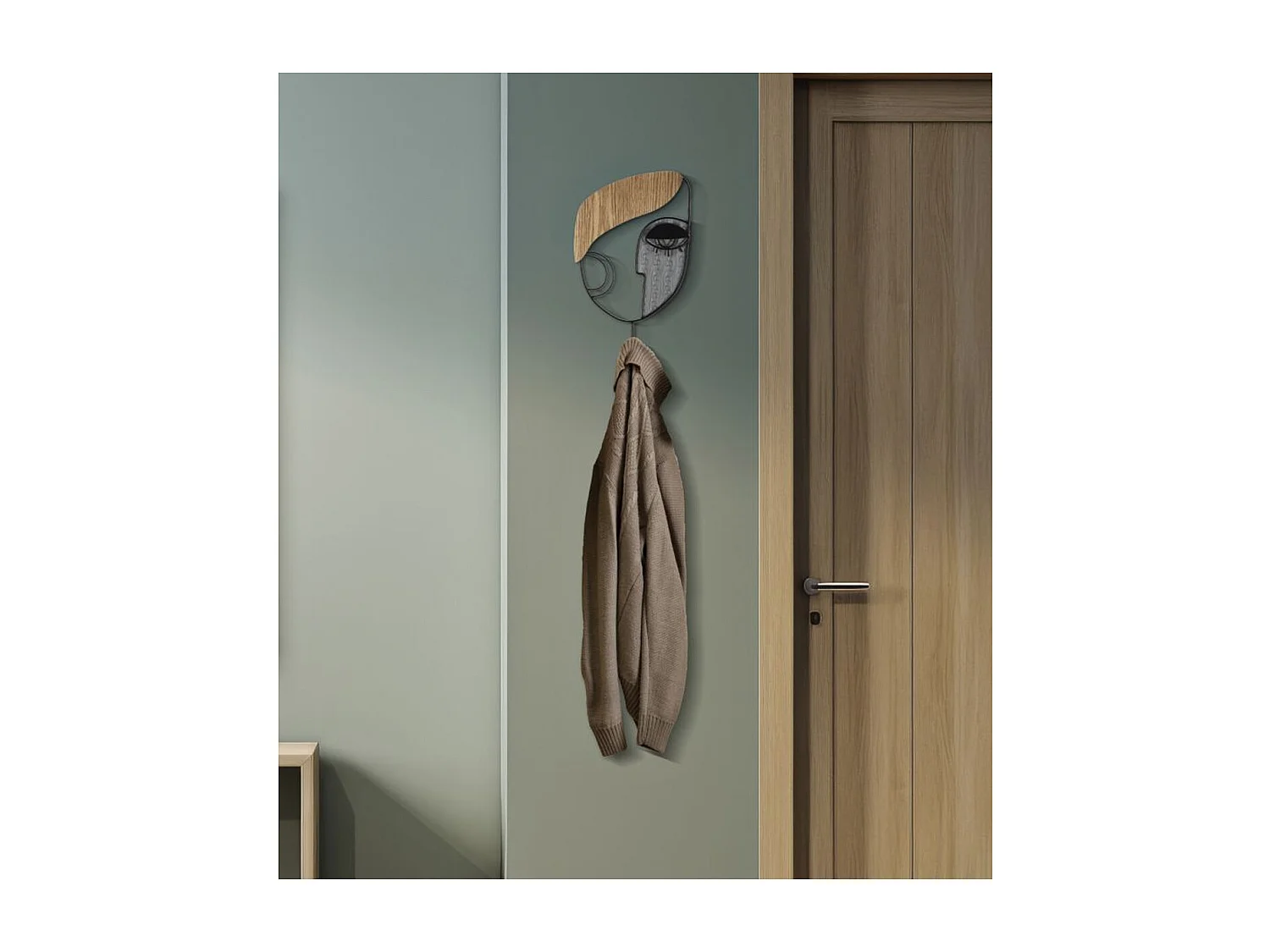 Porte-Manteau Murale Visage 1, Multicouleur, 16x6x33 cm, Seven Design