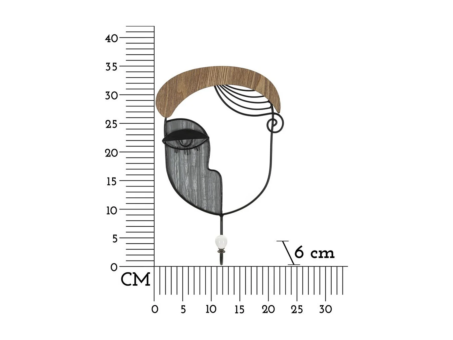 Perchero de Pared Cara, Multicolor, 22x6x35 cm, Seven Design