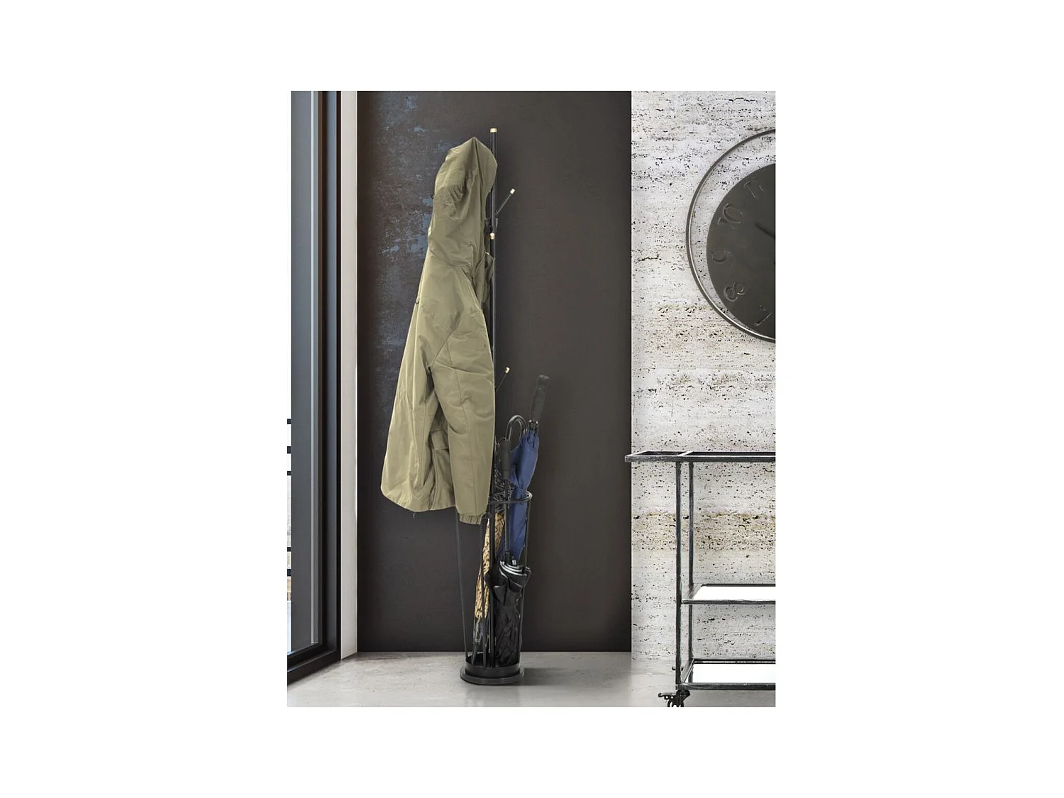 Wieszak Podłogowy MF1, Czarny, 26x26x176 cm, Epikasa