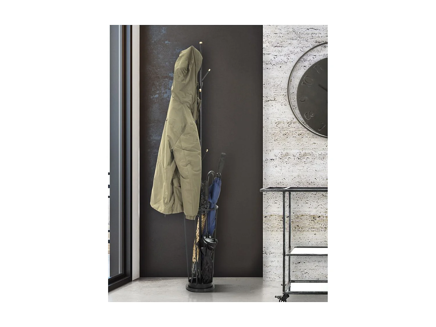 Porte-Manteau sur Pied MF1, Noir, 26x26x176 cm, Seven Design