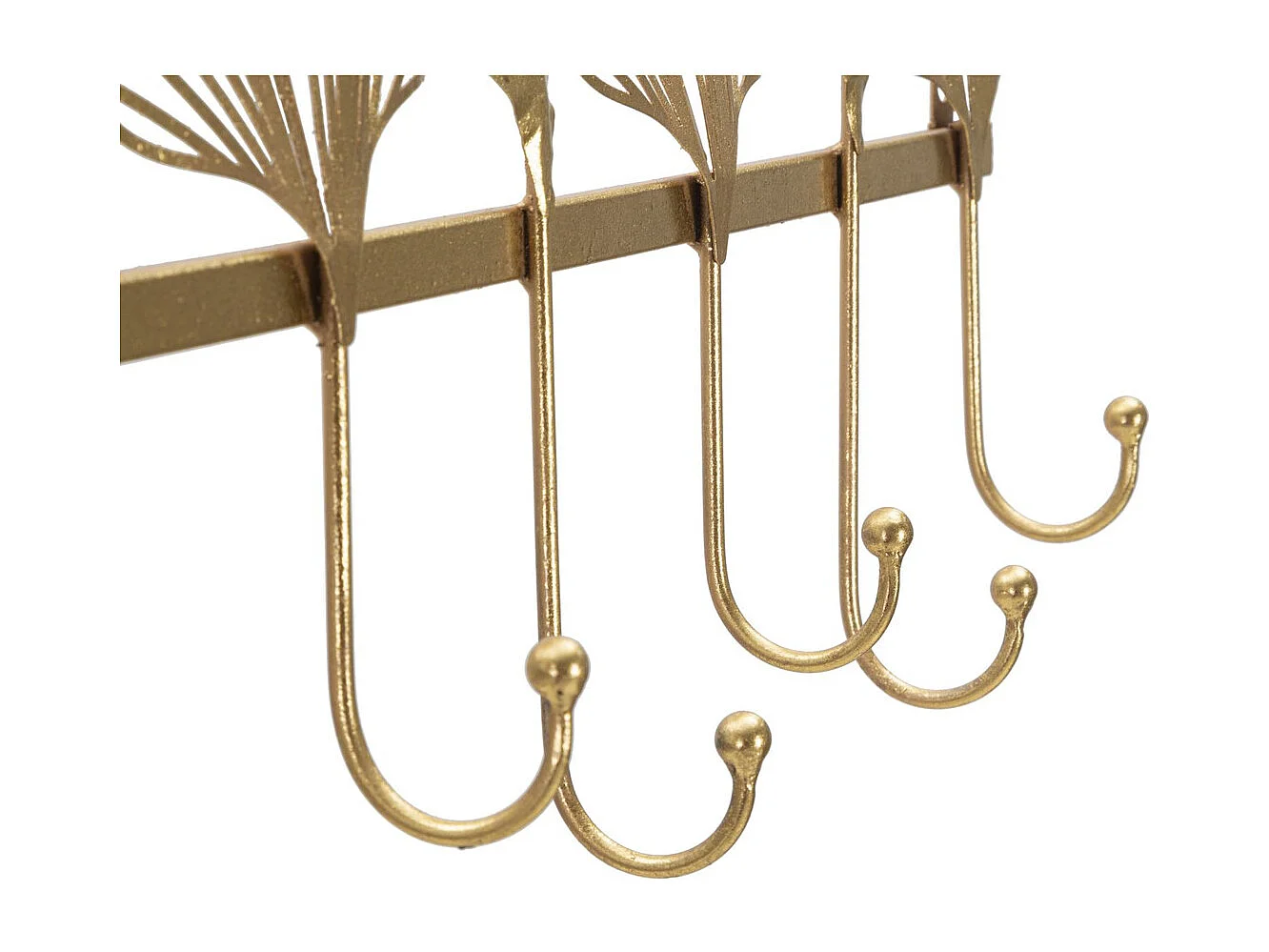 Porte-Manteau Murale Feuille 8, Or, 66,2x6x26,3 cm, Seven Design