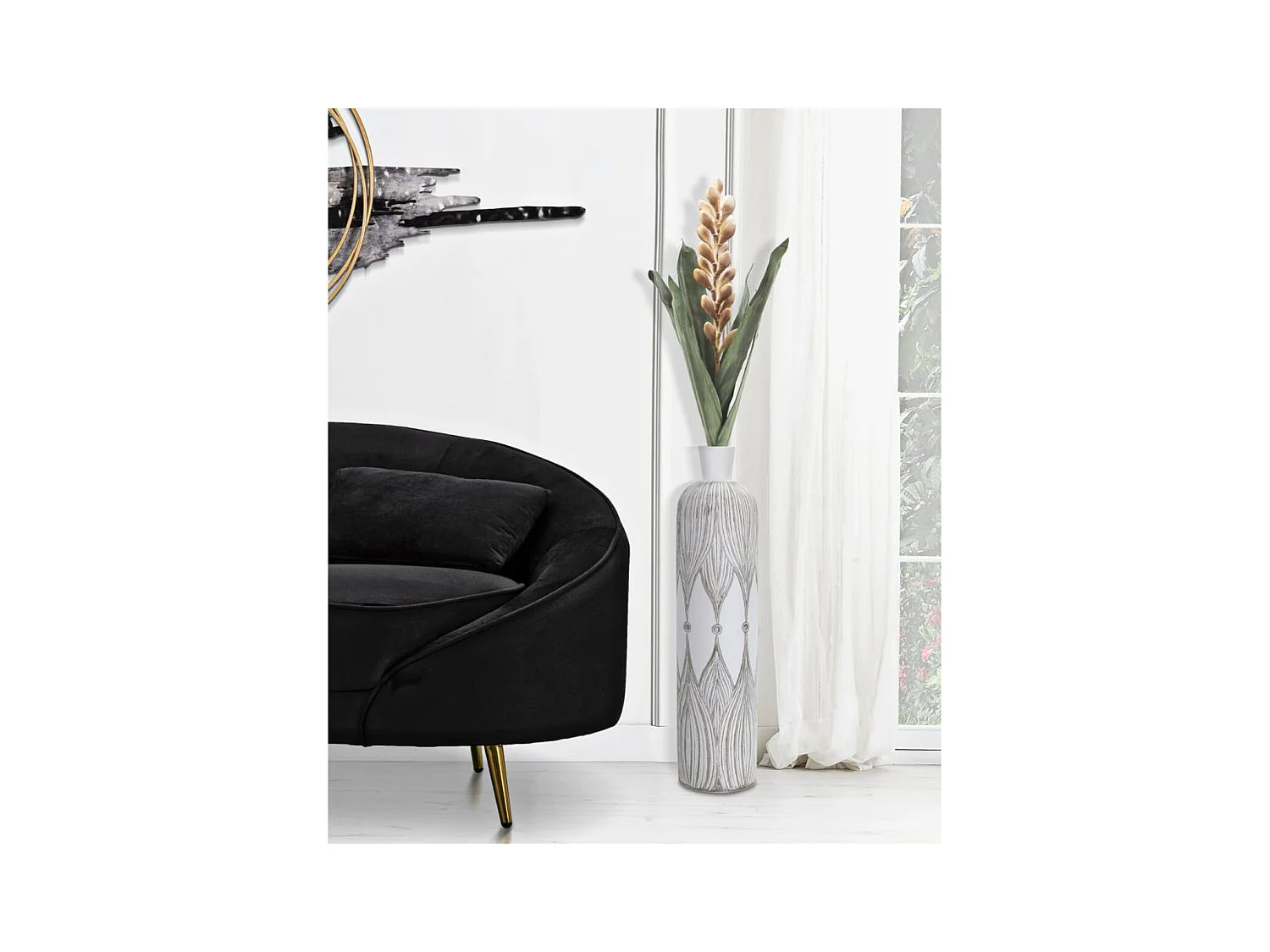 Vaso Decorativo MF672, Branco, 15x15x60 cm, Epikasa