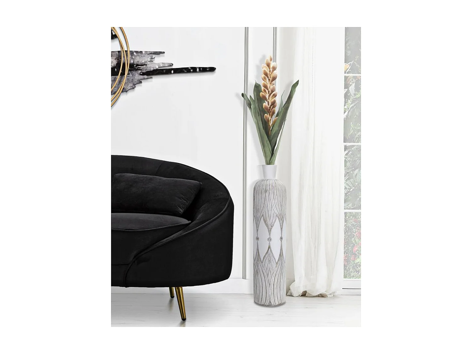 Vase Décoratif MF672, Blanc, 15x15x60 cm, Seven Design