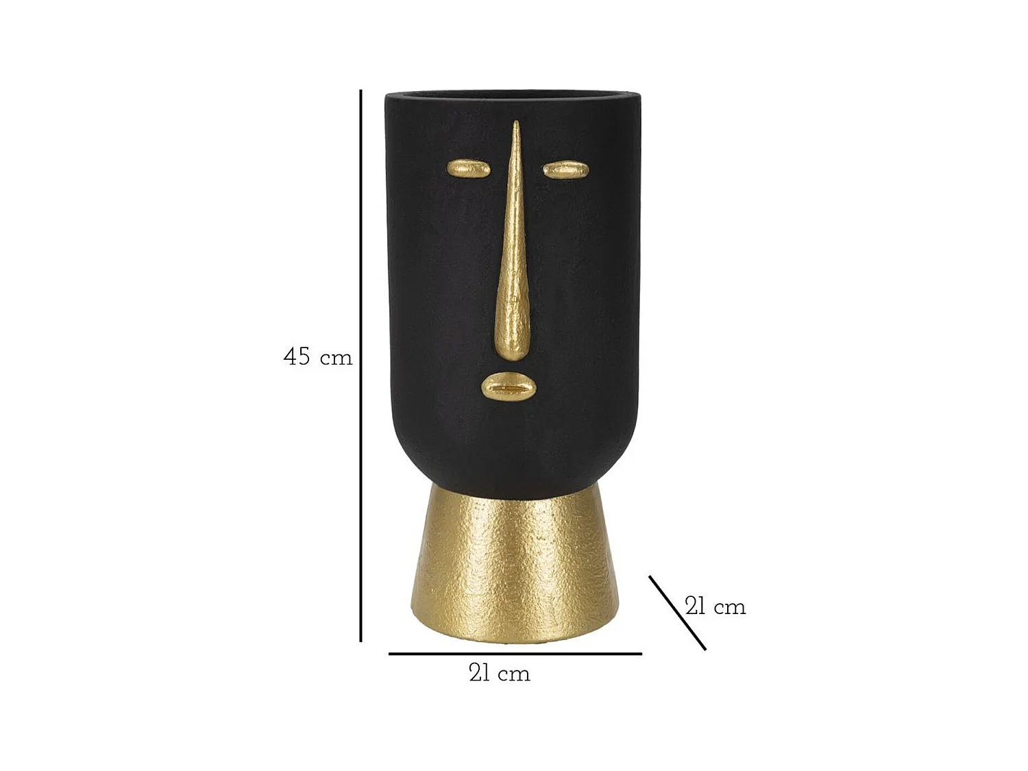 Decoratieve Vaas Gezicht 23, Zwart, 21x21x45 cm, Seven Design