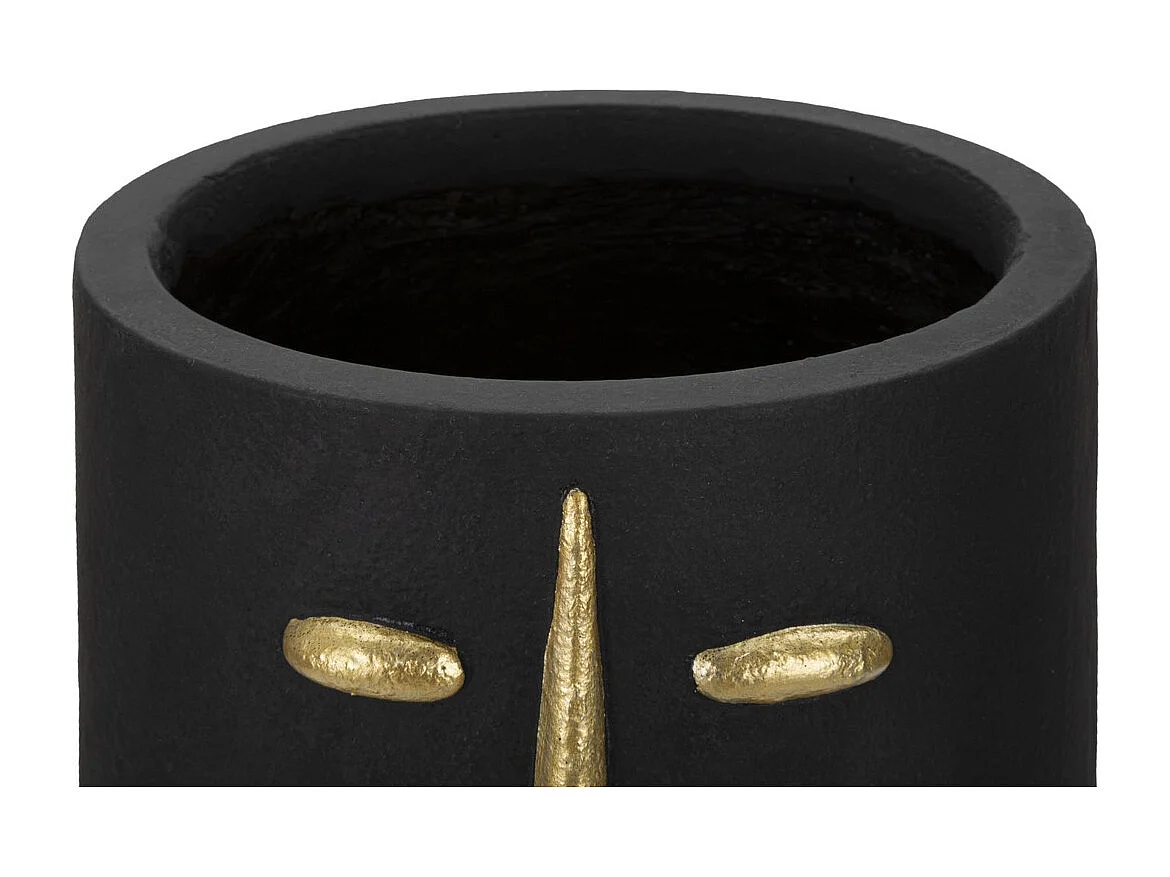 Vase Décoratif Visage 23, Noir, 21x21x45 cm, Seven Design