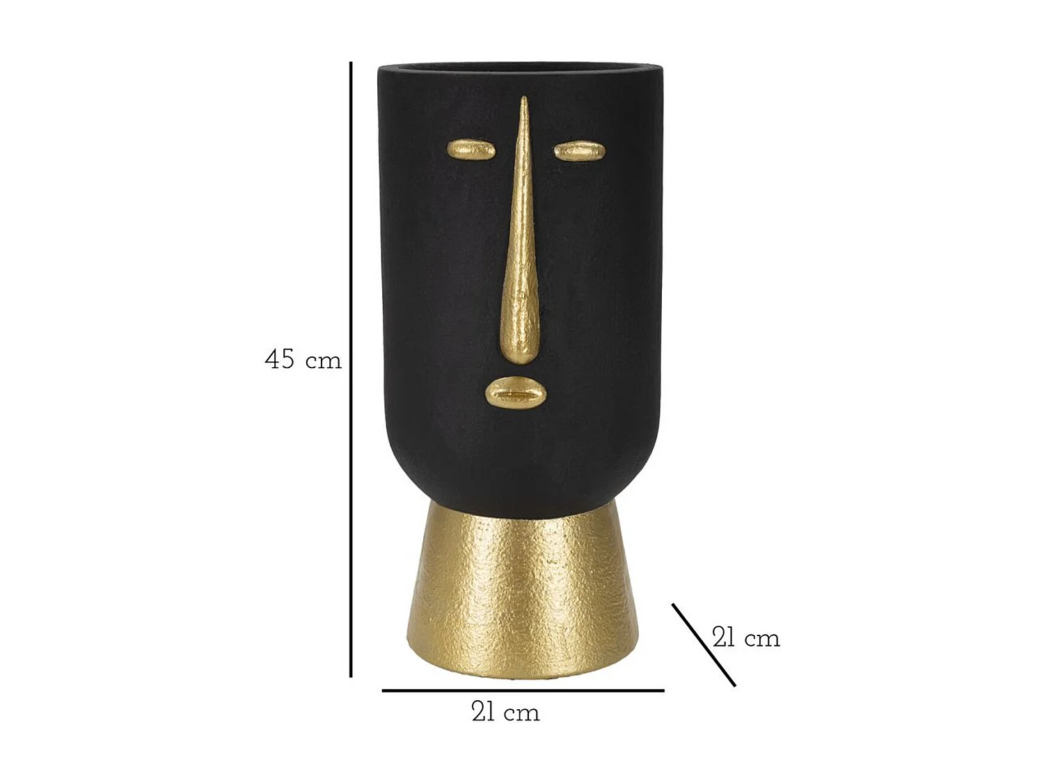 Vase Décoratif Visage 23, Noir, 21x21x45 cm, Seven Design