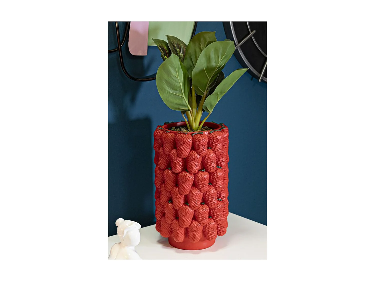 Vaso Decorativo Morangos, Vermelho, 20x20x32 cm, Epikasa