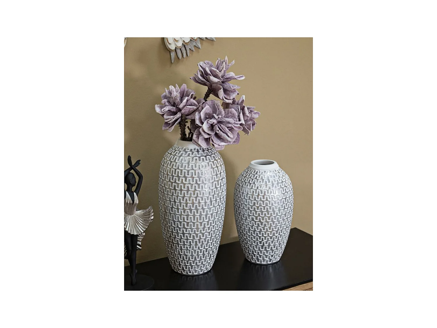 Decoratieve Vaas MF675, Wit, 21x21x43 cm, Epikasa