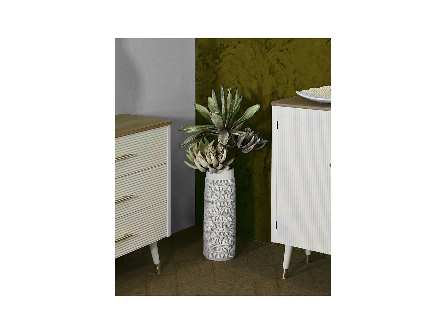 Vase Décoratif MF678, Blanc, 19x12x50 cm, Seven Design