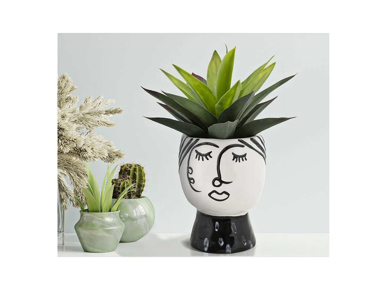 Vaso Decorativo Rosto 32, Branco, 14x14x18,2 cm, Epikasa