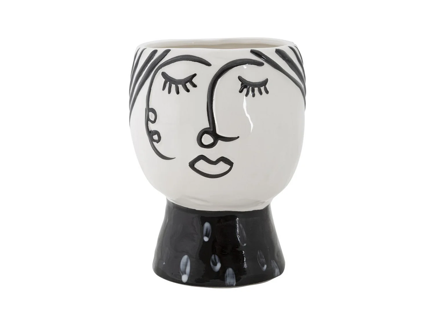 Vase Décoratif Visage 32, Blanc, 14x14x18,2 cm, Epikasa