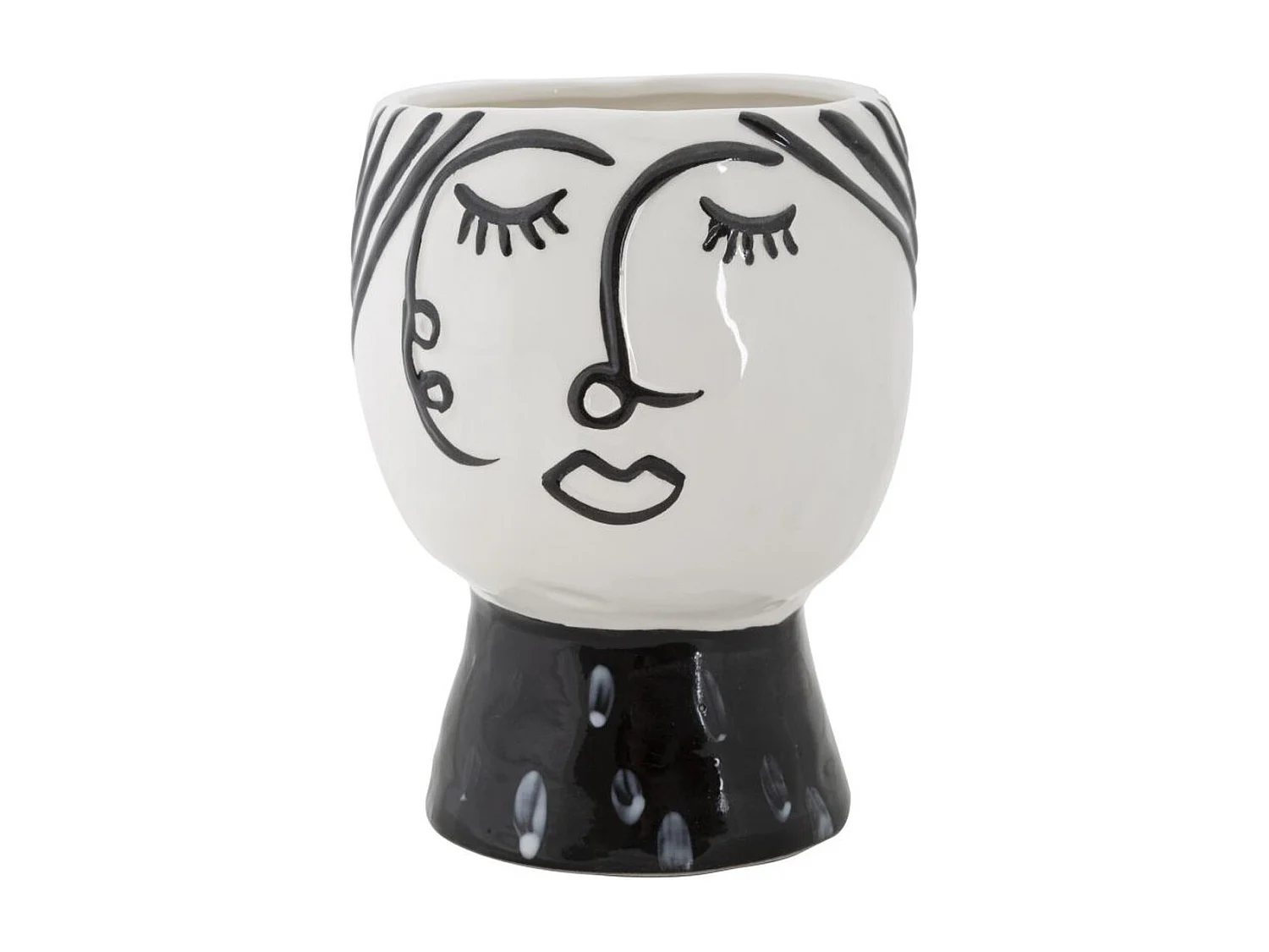 Vase Décoratif Visage 32, Blanc, 14x14x18,2 cm, Seven Design