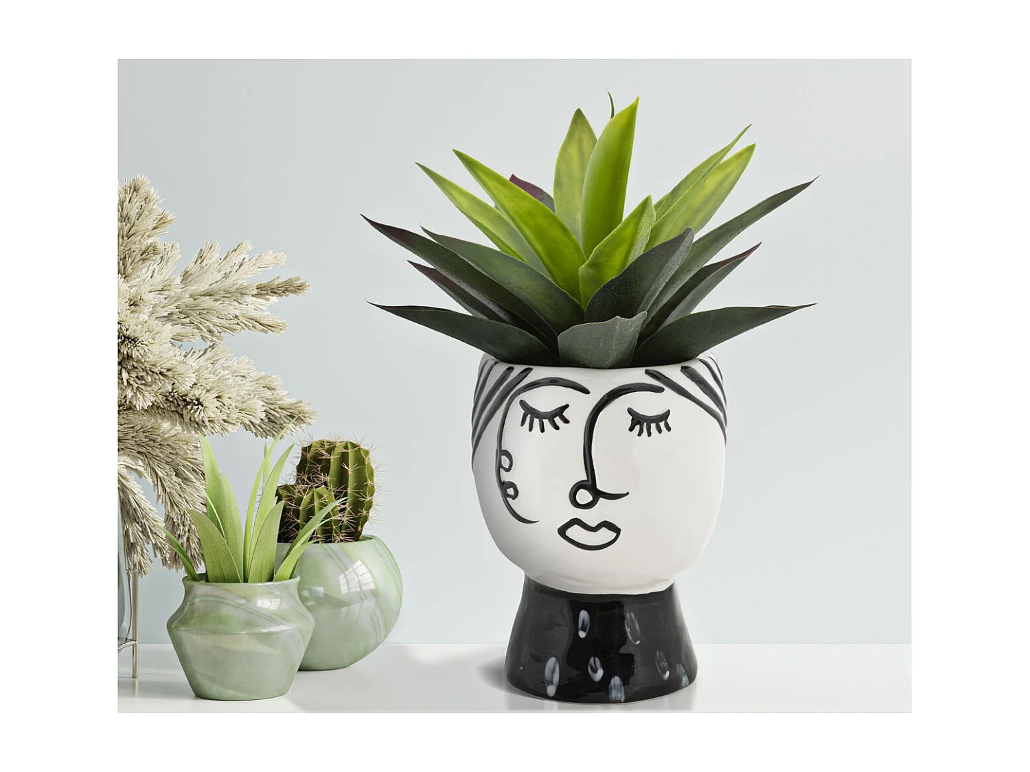 Vase Décoratif Visage 32, Blanc, 14x14x18,2 cm, Seven Design