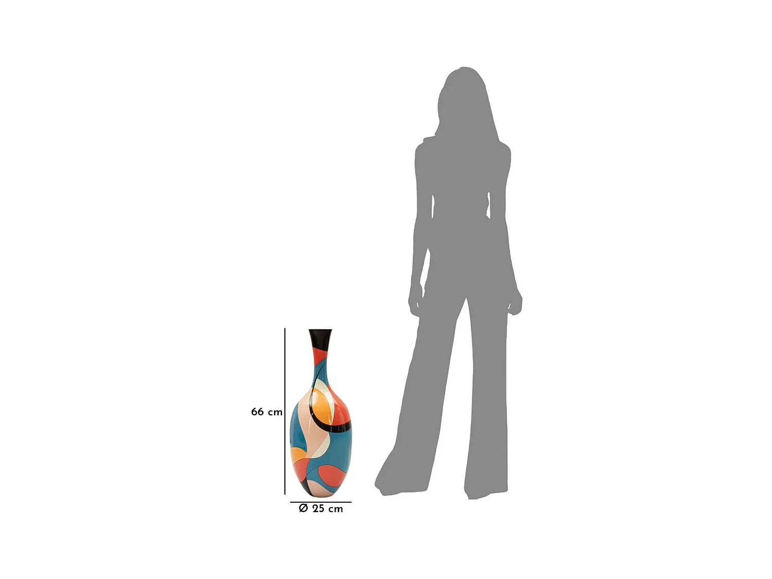 Vaso Decorativo MF659, Multicolorido, 25x25x66 cm, Epikasa