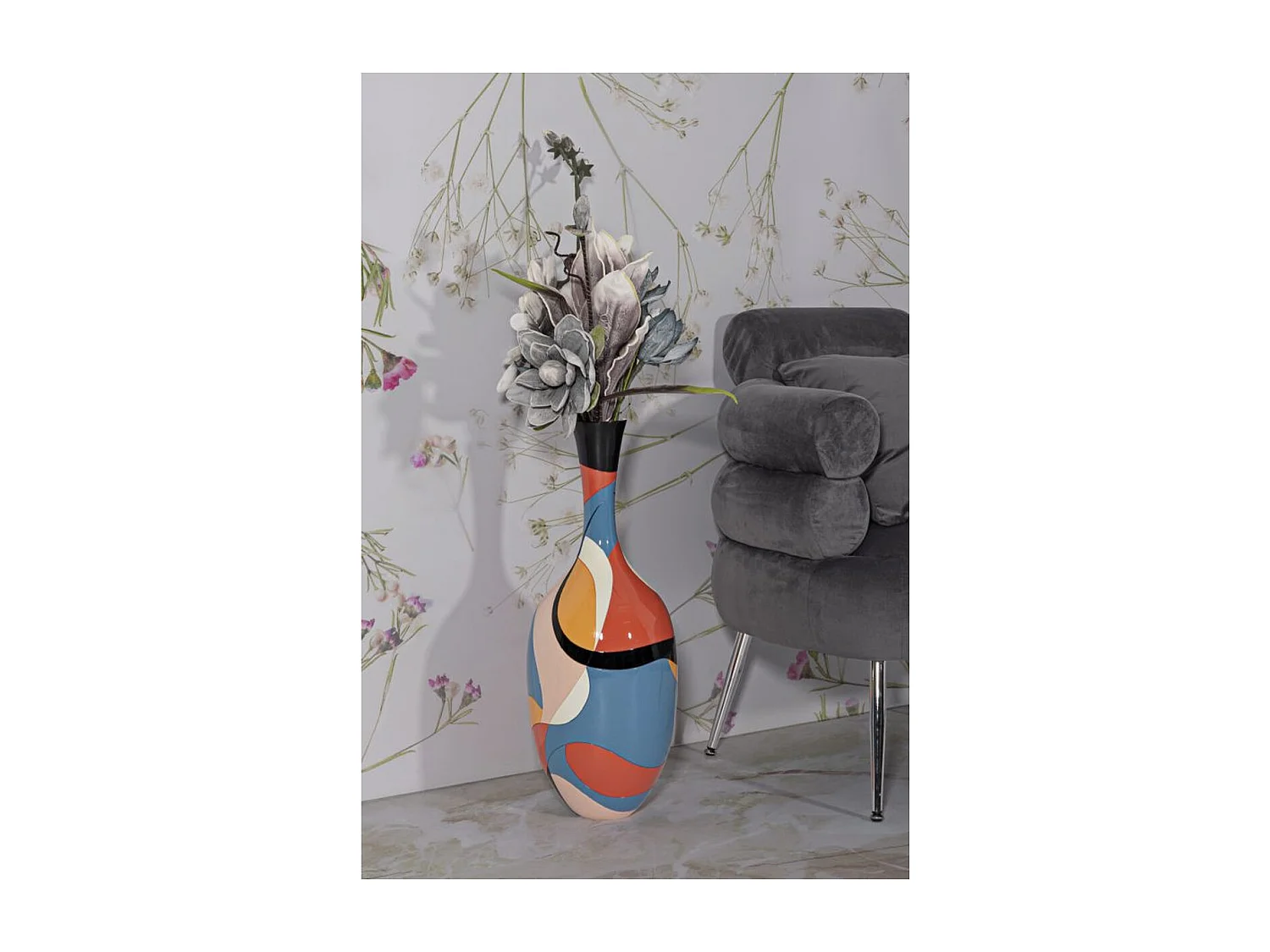 Vase Décoratif MF659, Multicouleur, 25x25x66 cm, Seven Design