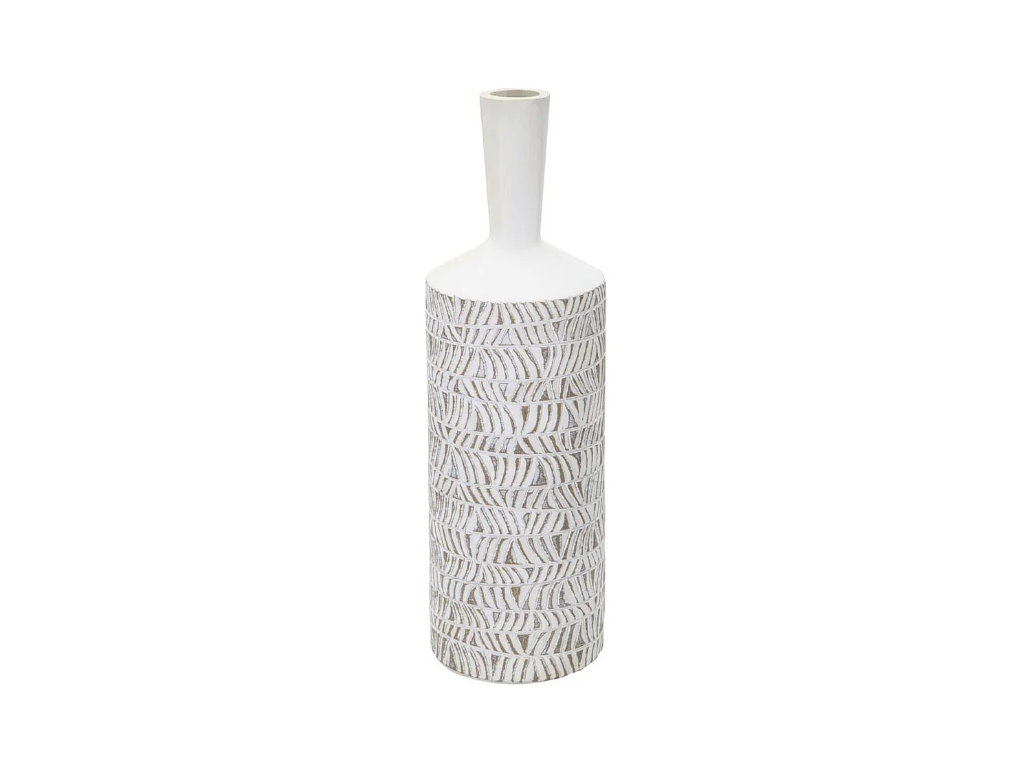 Vase Décoratif MF679, Blanc, 15x15x49,5 cm, Epikasa