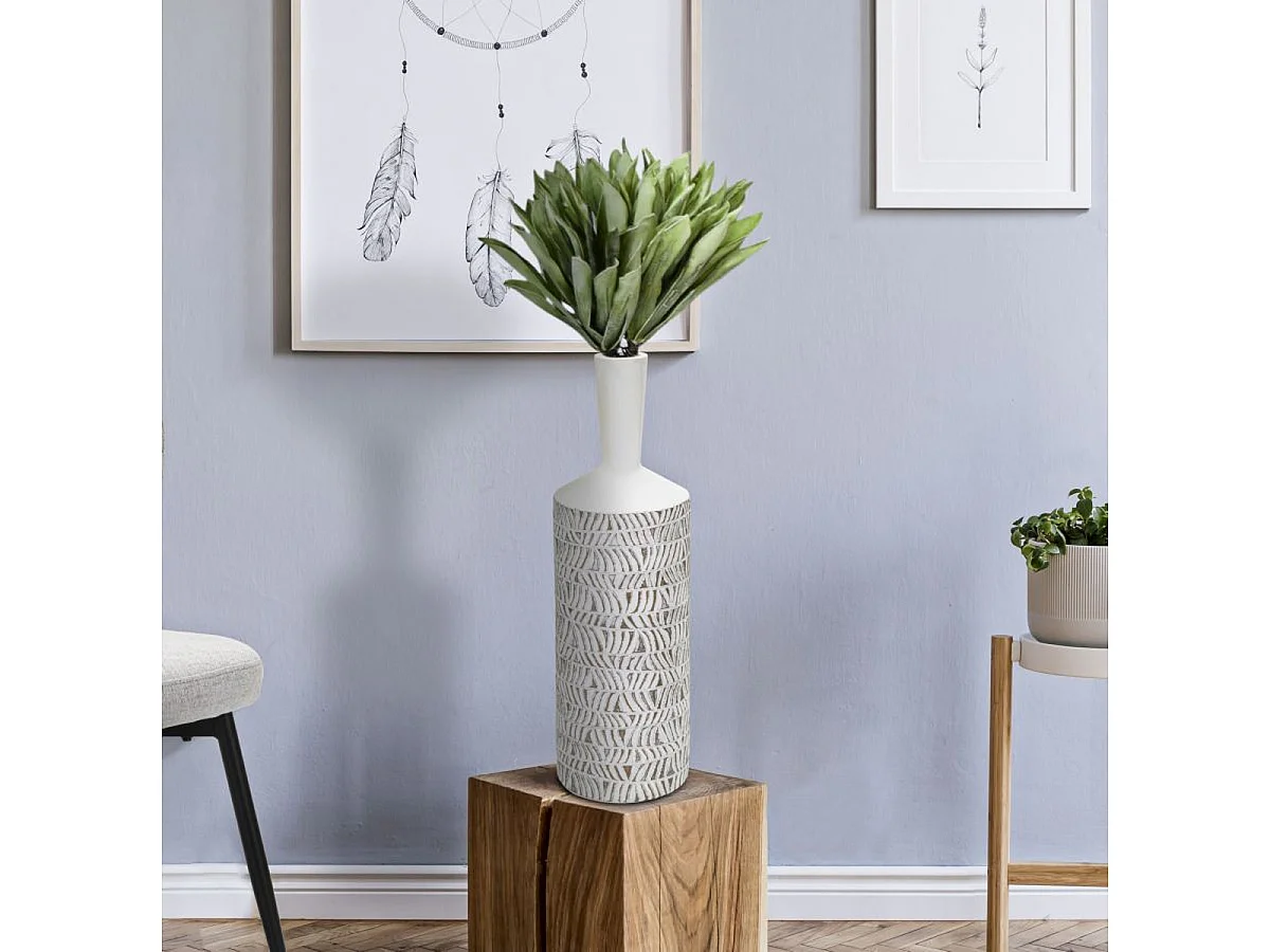 Vase Décoratif MF679, Blanc, 15x15x49,5 cm, Seven Design