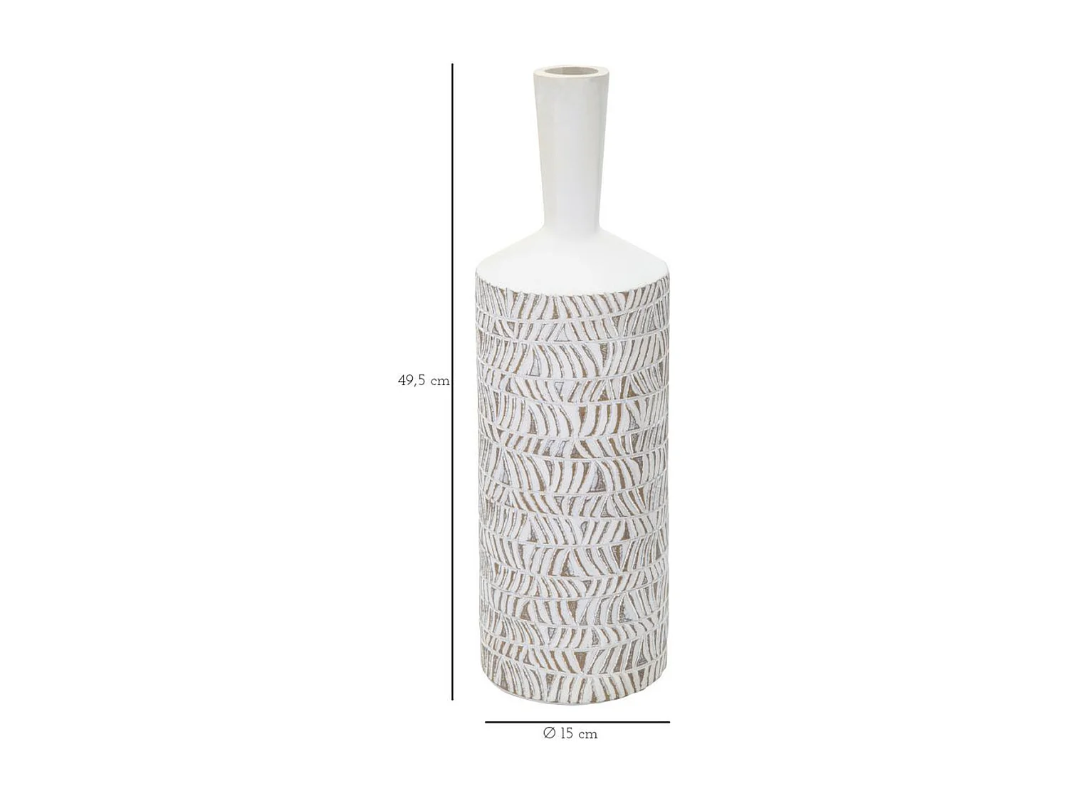 Vase Décoratif MF679, Blanc, 15x15x49,5 cm, Seven Design