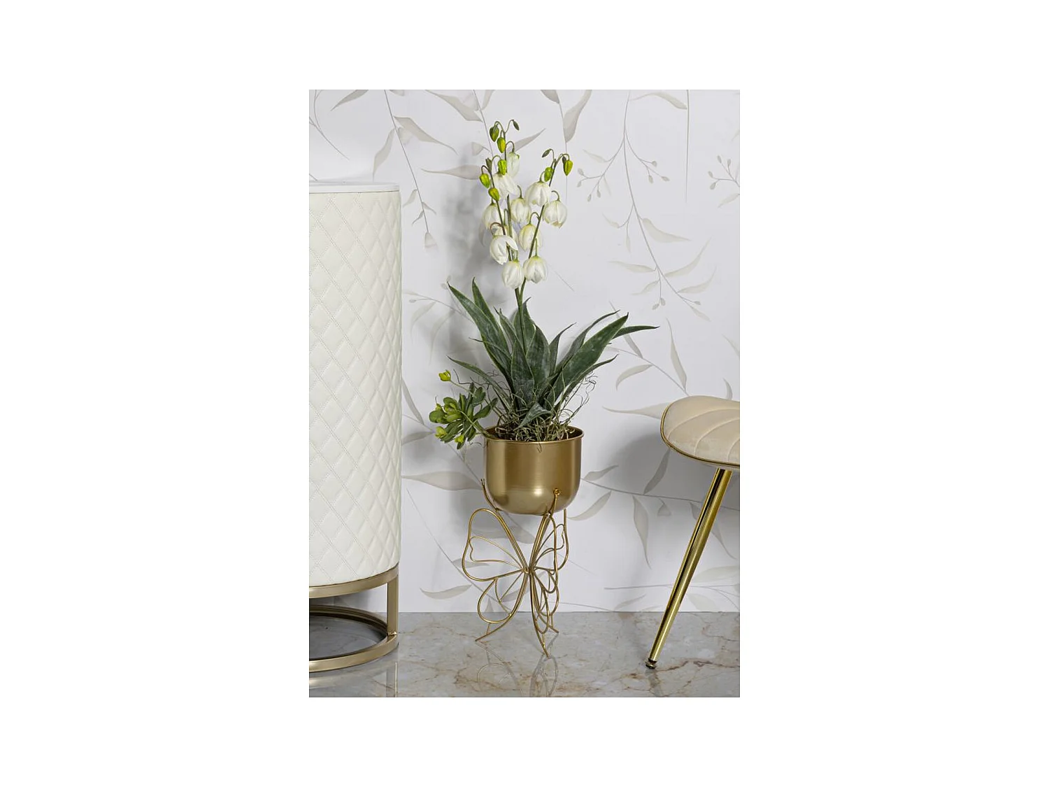 Vaso per Piante Farfalla 5, Oro, 22x22x40 cm, Epikasa