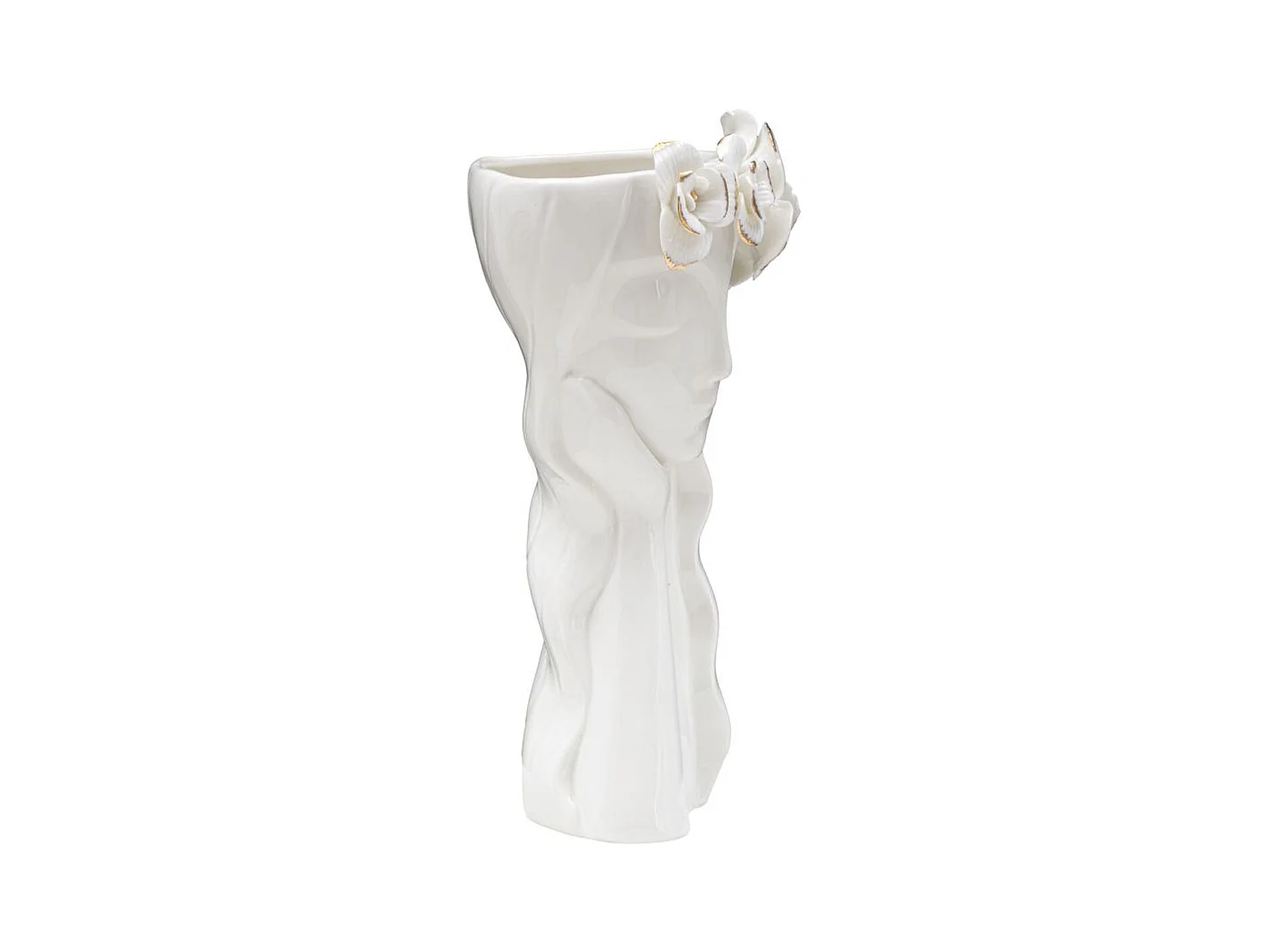 Vaso Decorativo Viso 28, Bianco, 14,8x13x29 cm, Epikasa
