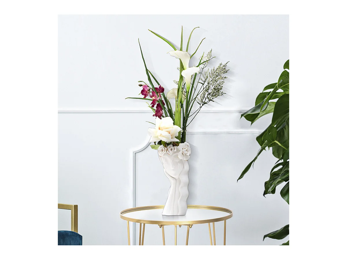 Vaso Decorativo Viso 28, Bianco, 14,8x13x29 cm, Epikasa