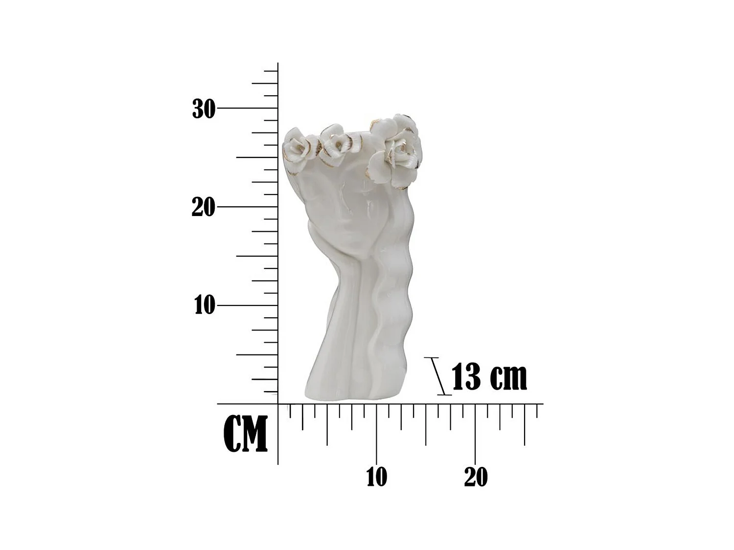 Vaso Decorativo Viso 28, Bianco, 14,8x13x29 cm, Epikasa