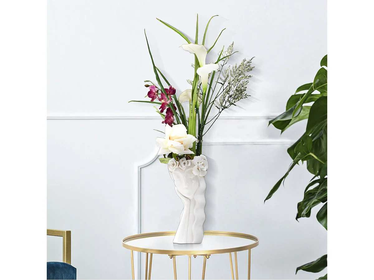 Vase Décoratif Visage 28, Blanc, 14,8x13x29 cm, Seven Design