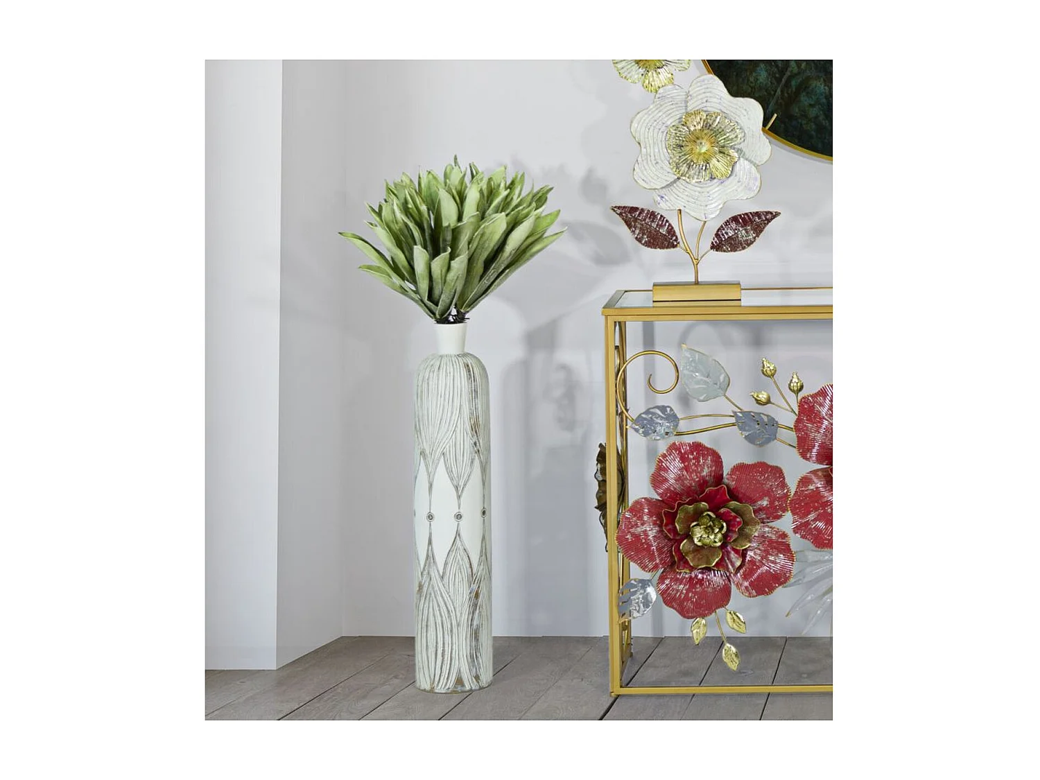 Decoratieve Vaas MF663, Wit, 15,5x15,5x74 cm, Epikasa