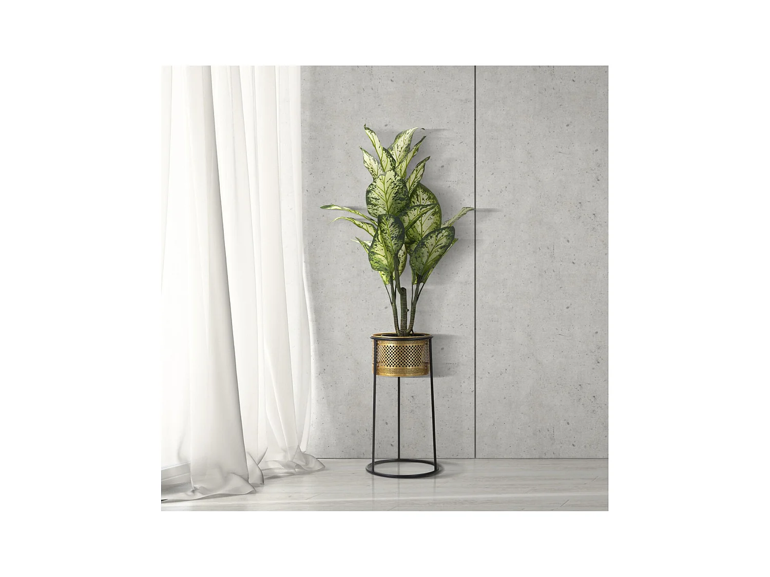 Vaso per Piante MF686, Oro, 25x25x50 cm, Epikasa