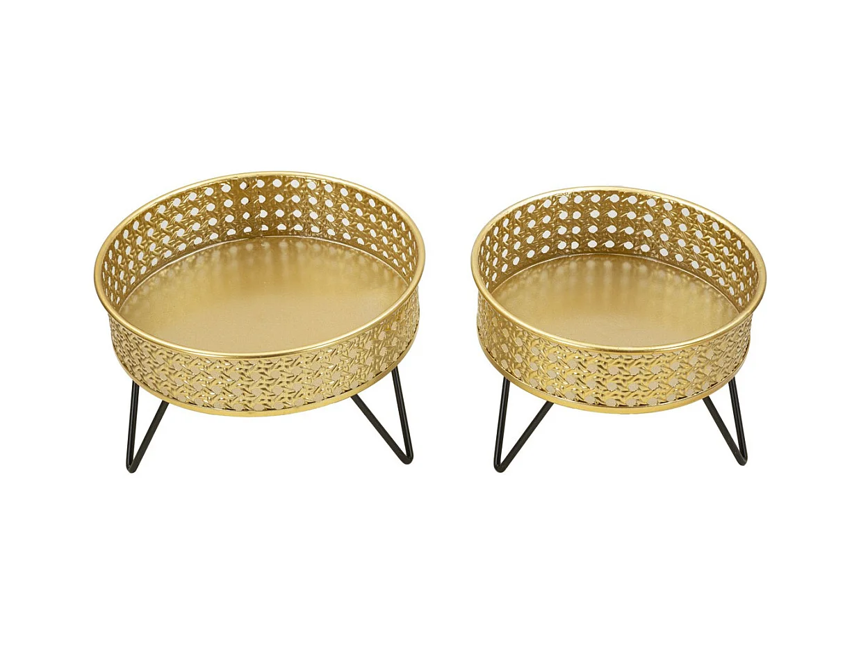 Set van 2 Plantenpotten MF410, Goud, 20,5x20,5x13 cm, Epikasa