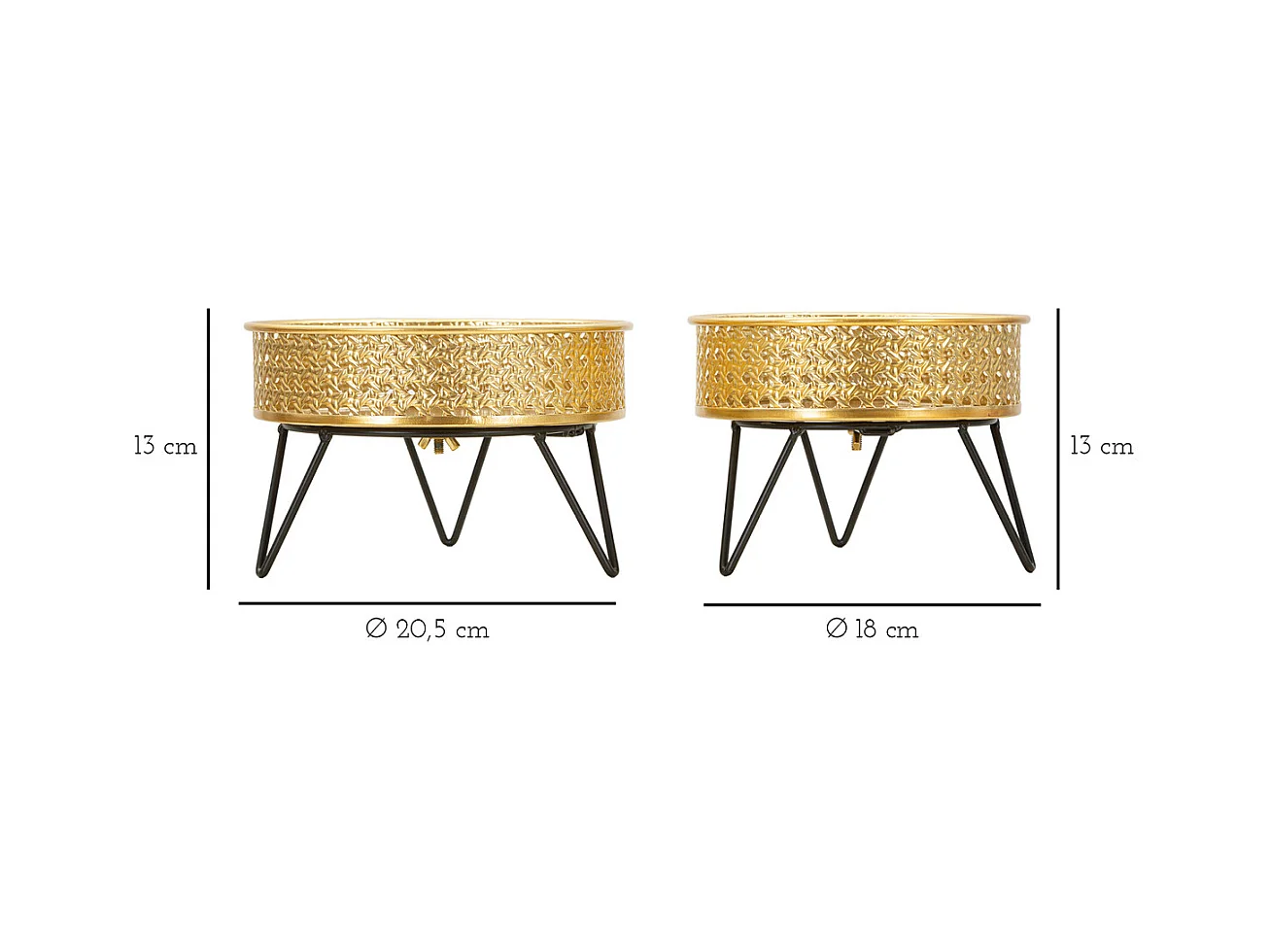 Set van 2 Plantenpotten MF410, Goud, 20,5x20,5x13 cm, Epikasa