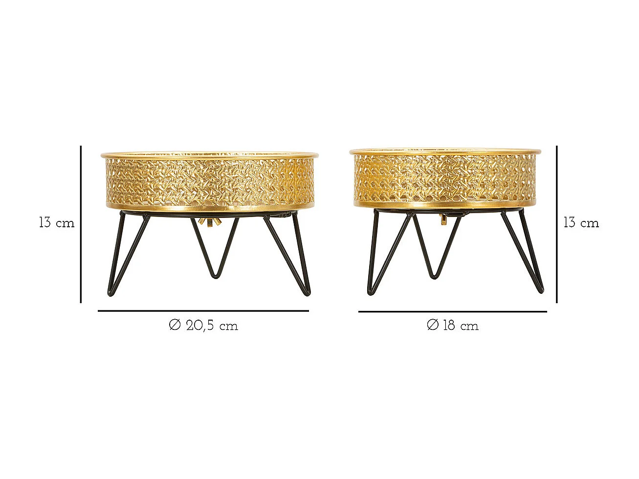 Zestaw 2 doniczek MF410, Złoto, 20,5x20,5x13 cm, Seven Design