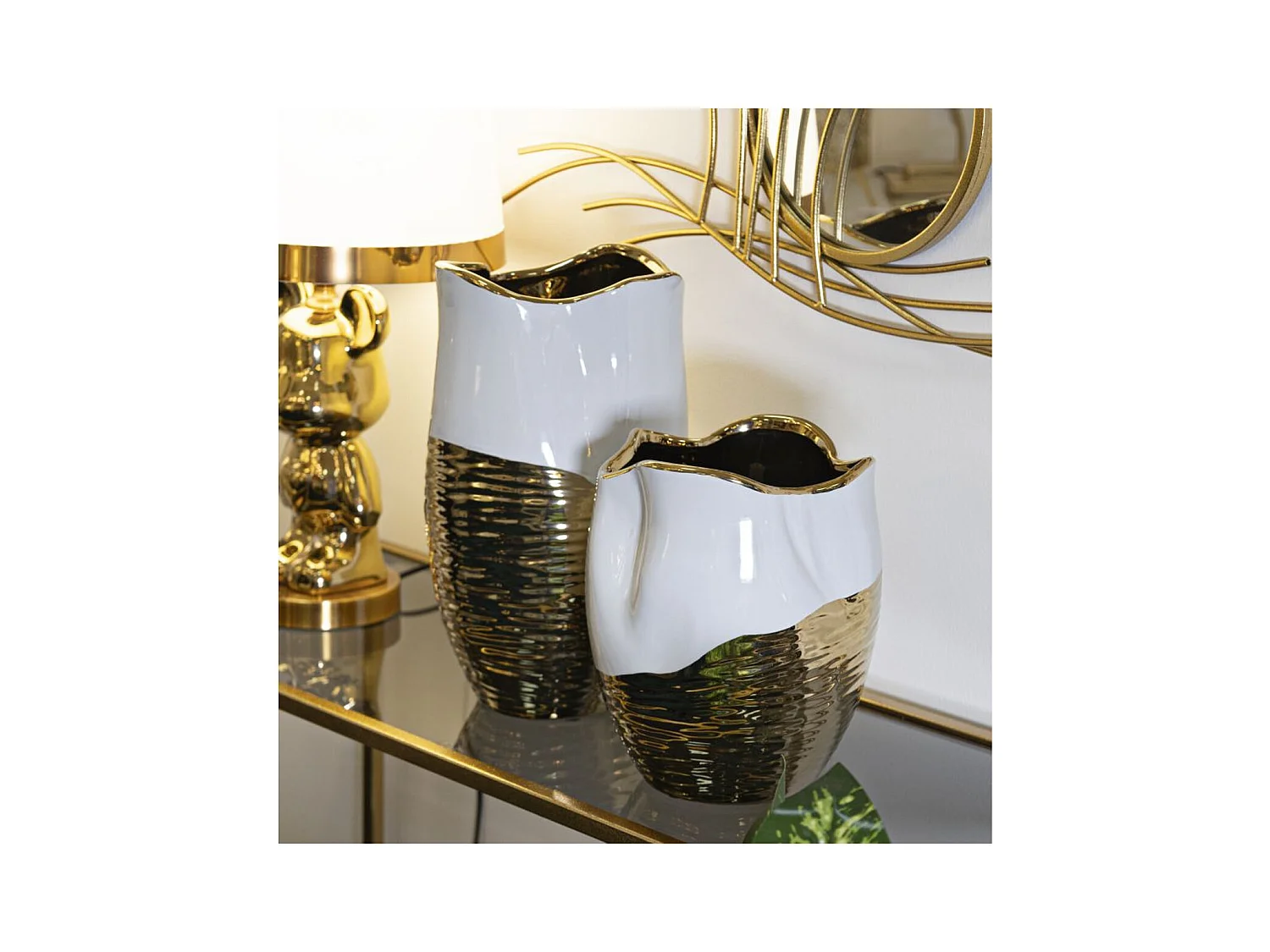 Vaso Decorativo MF639, Ouro, 20x20x25 cm, Epikasa