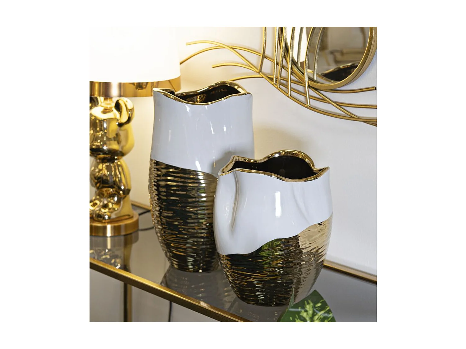 Vase Décoratif MF639, Or, 20x20x25 cm, Seven Design