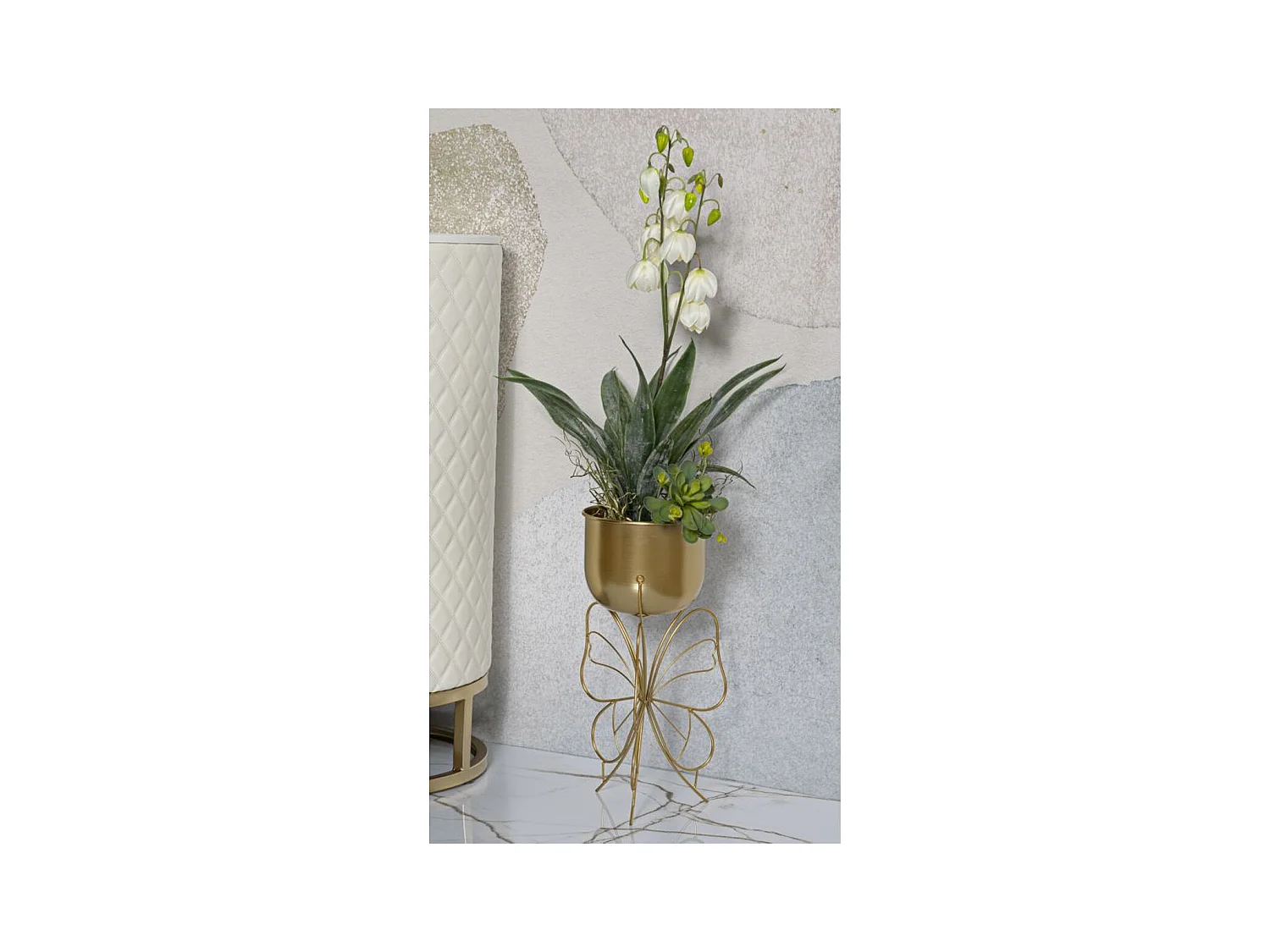 Vaso per Piante Farfalla 4, Oro, 22x22x45 cm, Epikasa