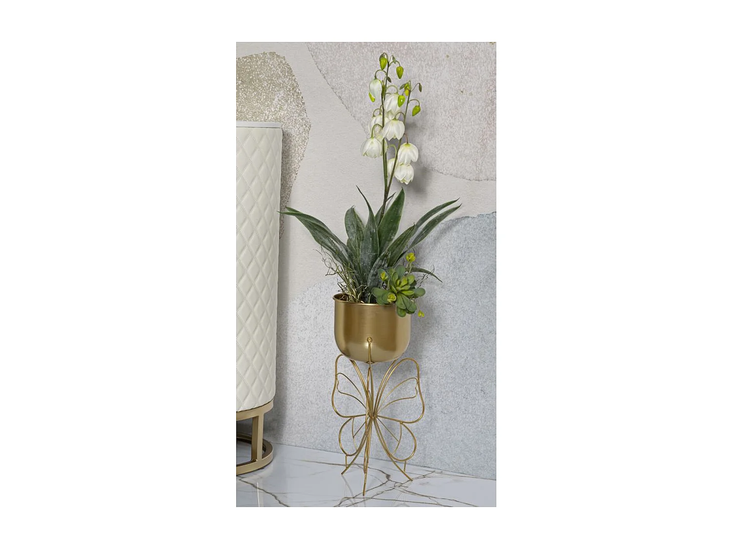 Cache Pot Papillon 4, Or, 22x22x45 cm, Seven Design