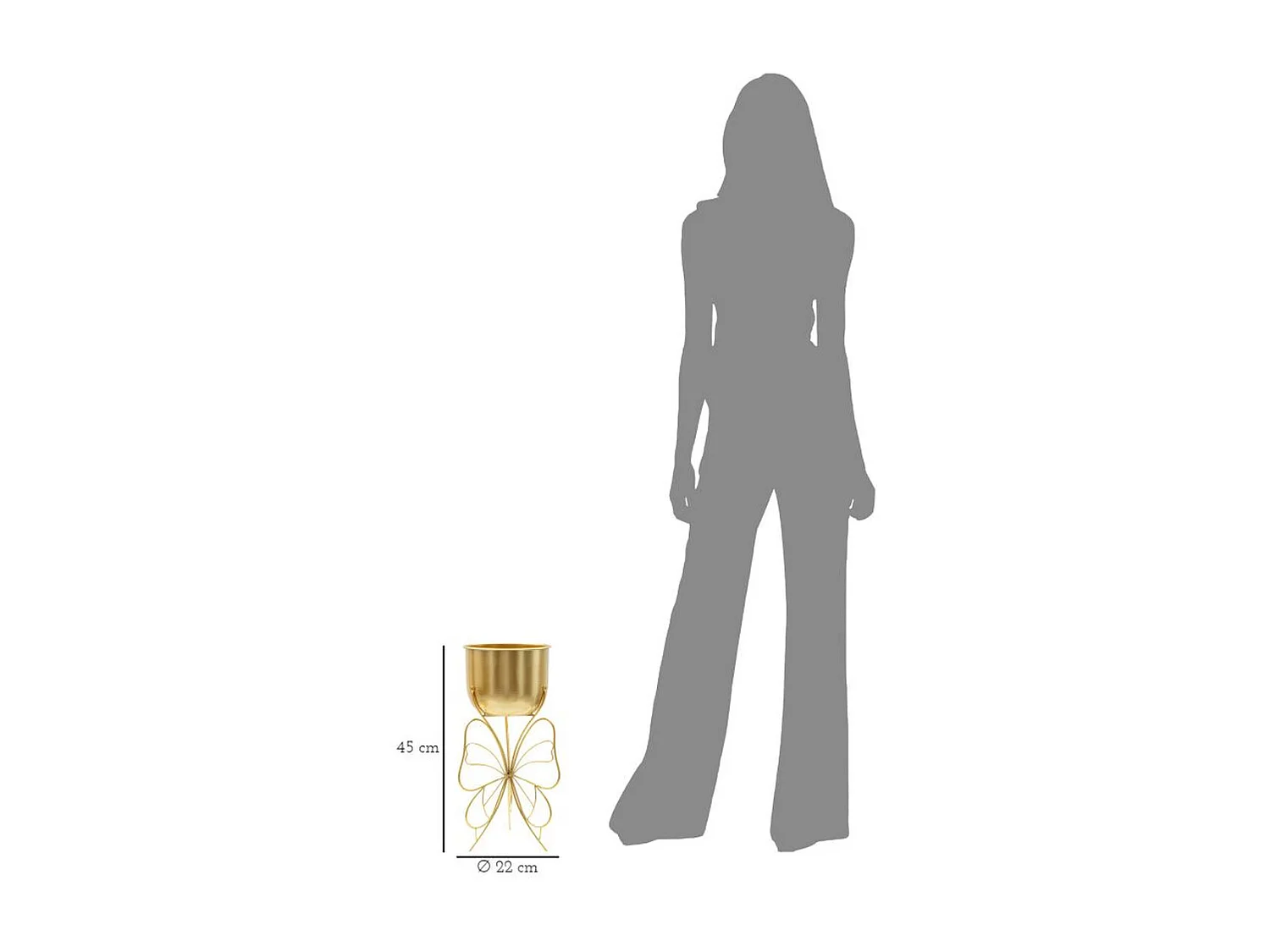 Cache Pot Papillon 4, Or, 22x22x45 cm, Seven Design